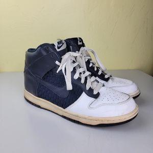 NIKE Dunk High Top Navy Blue & White Sneakers 2009